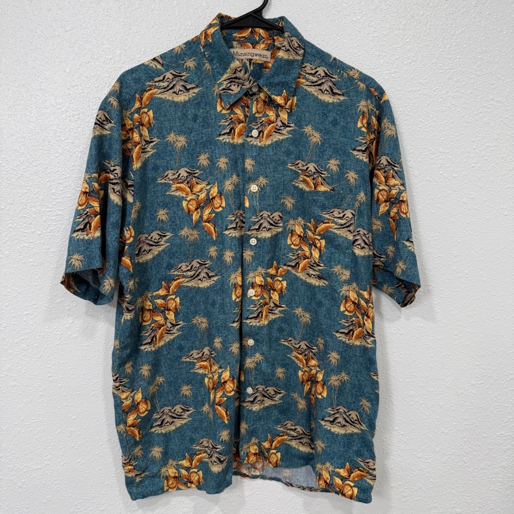 Munsingwear Mens Hawaiian Tropical Island Shirt Short Sleeve Button Up M‎